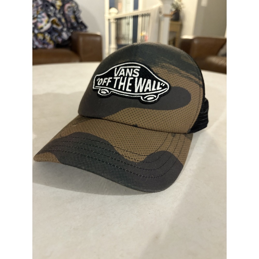 Vans Off The Wall Trucker Hat Camo Snapback Mesh Skate Cap Brown Black